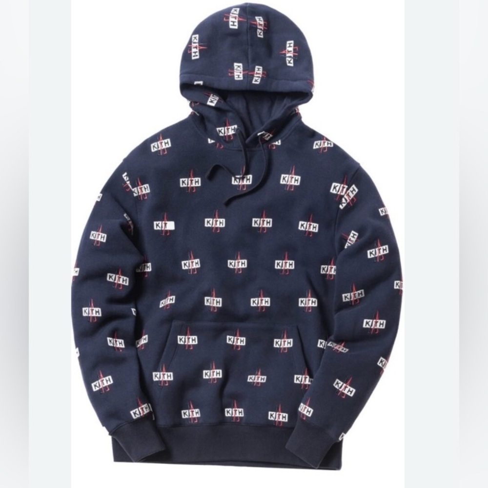 Kith X Moncler Blue Hooded‎ Sweater Sweatshirt size XS Ronnie Fieg
